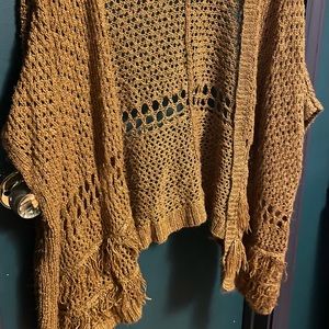 Knox Rose Gold/Mustard Yellow Knitted Short Sleeve Cardigan, (long/short) Size M